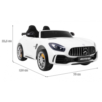 Mercedes-Benz GT R dla dzieci Lakier Biały + Napęd 4x4 + Nawiew powietrza + Pilot + EVA + MP3 LED